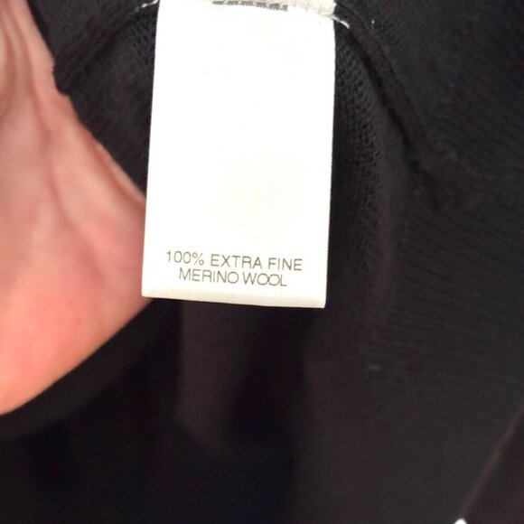TURNBURY Extra Fine 100% Marino Wool V Neck Sweater Black Hard to Find Size 3XB - Picture 6 of 7